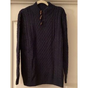 Navy 3 Toggle Closure High Neck Cable Style Sweater Size L See Measurements